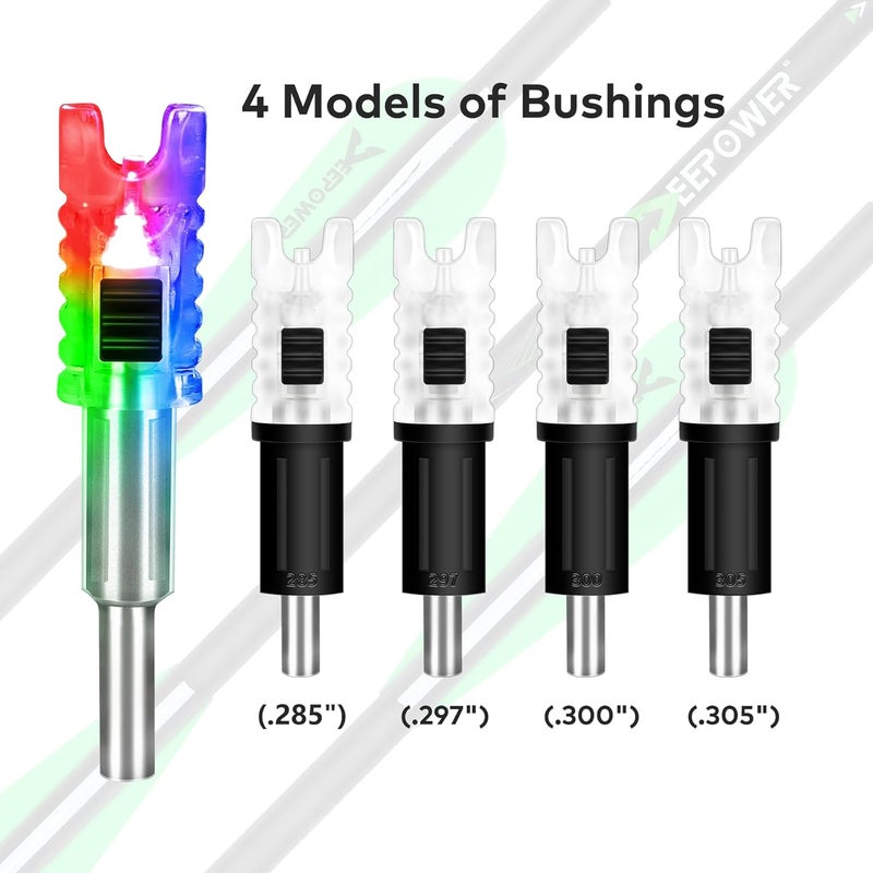 DEEPOWER Store Crossbow Lighted Nocks for Bolts 6 PCS with .285”/.297”/.300”/.305” Bushings LED Nock with ON/Off Switch - Image 3